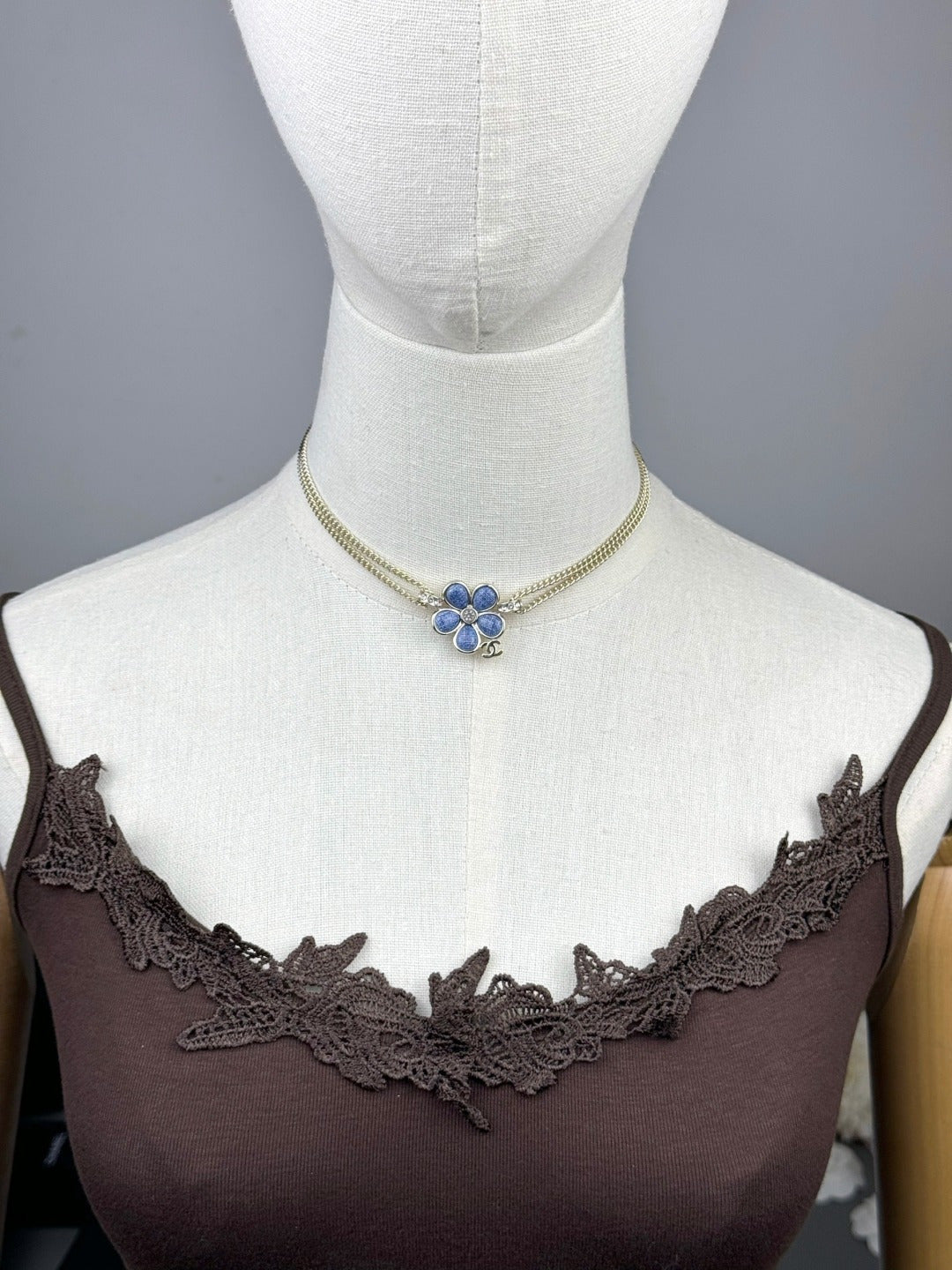 [Rose Tomorrow]New Blue Floral Double-Layer Necklace