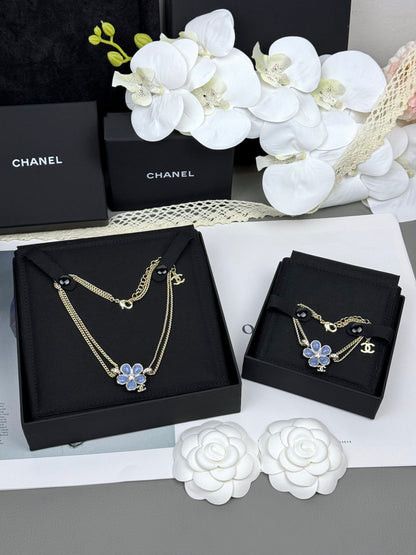 [Rose Tomorrow]VOLTE New Blue Floral Double-Layer Bracelet