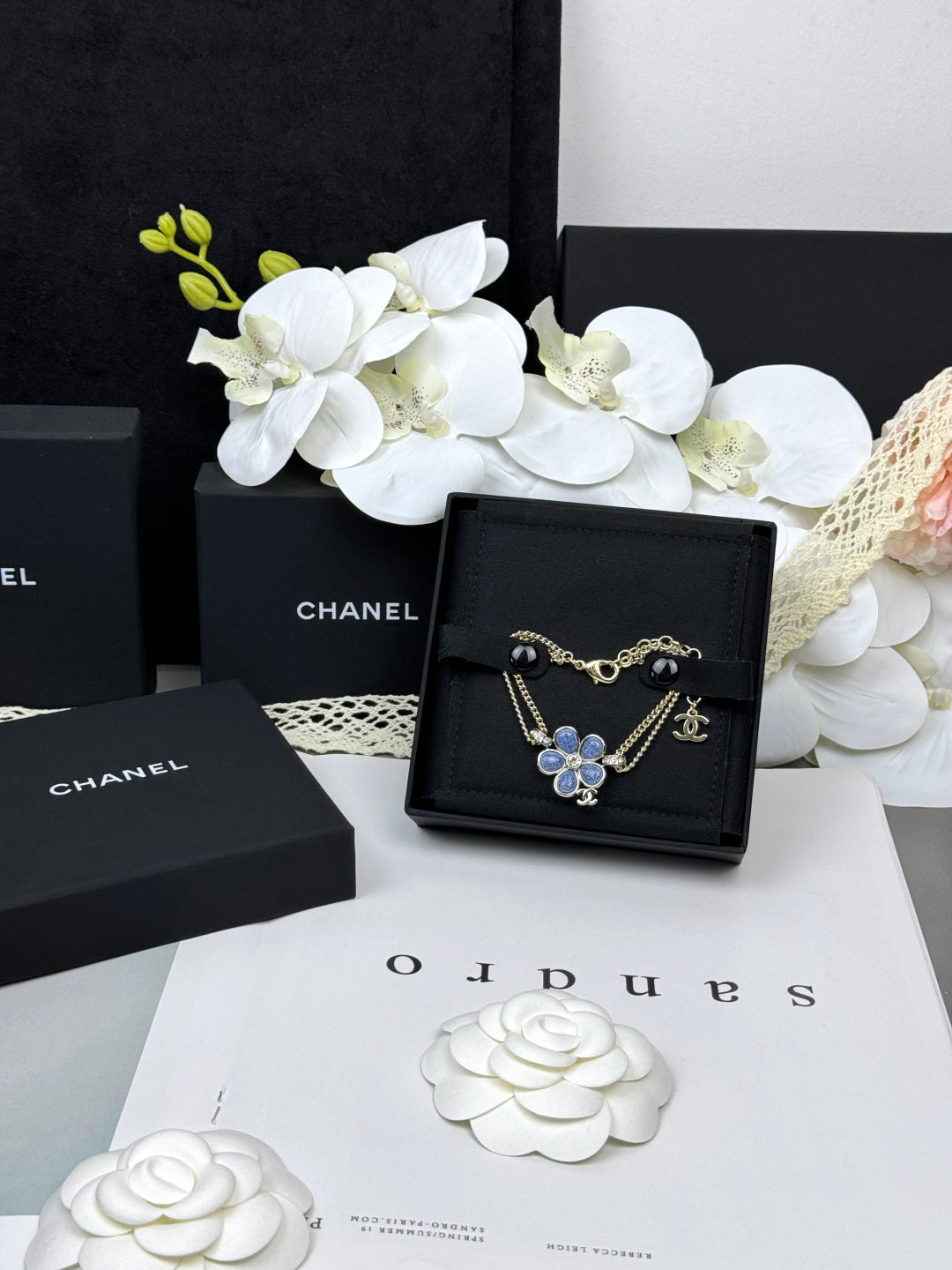 [Rose Tomorrow]VOLTE New Blue Floral Double-Layer Bracelet