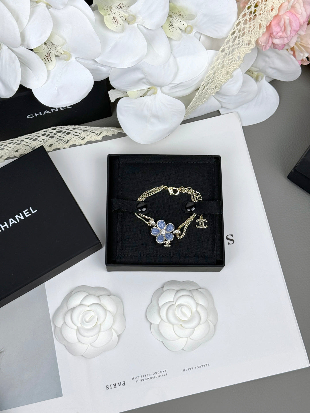 [Rose Tomorrow]VOLTE New Blue Floral Double-Layer Bracelet