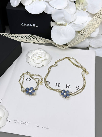 [Rose Tomorrow]VOLTE New Blue Floral Double-Layer Bracelet