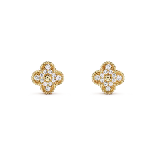 [Rose Tomorrow]CLOVER MEDIUM 1 MOTIFS FUll DIAMOND EARRINGS