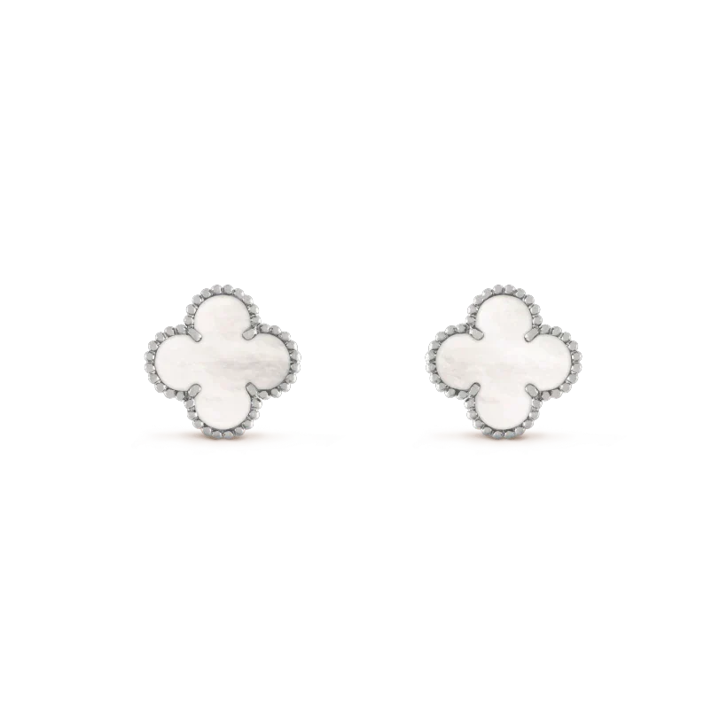 [Rose Tomorrow]CLOVER MEDIUM 1 MOTIFS  WHITE MOP EARRINGS SILVER