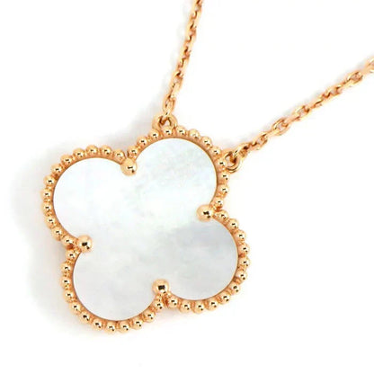 [Rose Tomorrow]CLOVER 15MM WHITE MOTHER-OF-PEARL GOLD NECKLACE