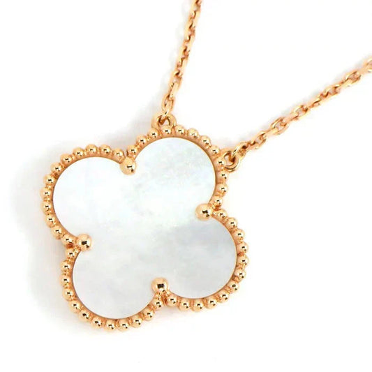 [Rose Tomorrow]CLOVER 15MM WHITE MOTHER-OF-PEARL GOLD NECKLACE