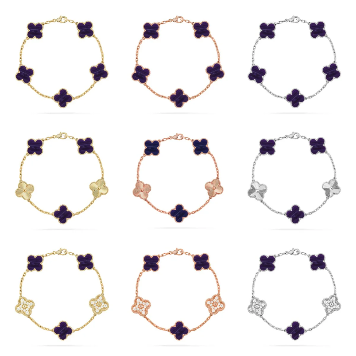 [Rose Tomorrow]CLOVER 5 MOTIF PURPLE STRIPES BRACELET COLLECTION