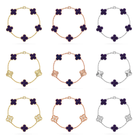 [Rose Tomorrow]CLOVER 5 MOTIF PURPLE STRIPES BRACELET COLLECTION
