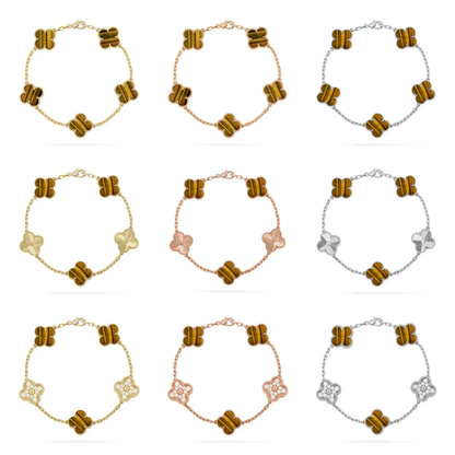 [Rose Tomorrow] CLOVER 5 MOTIFS TIGER EYE BRACELET COLLECTION