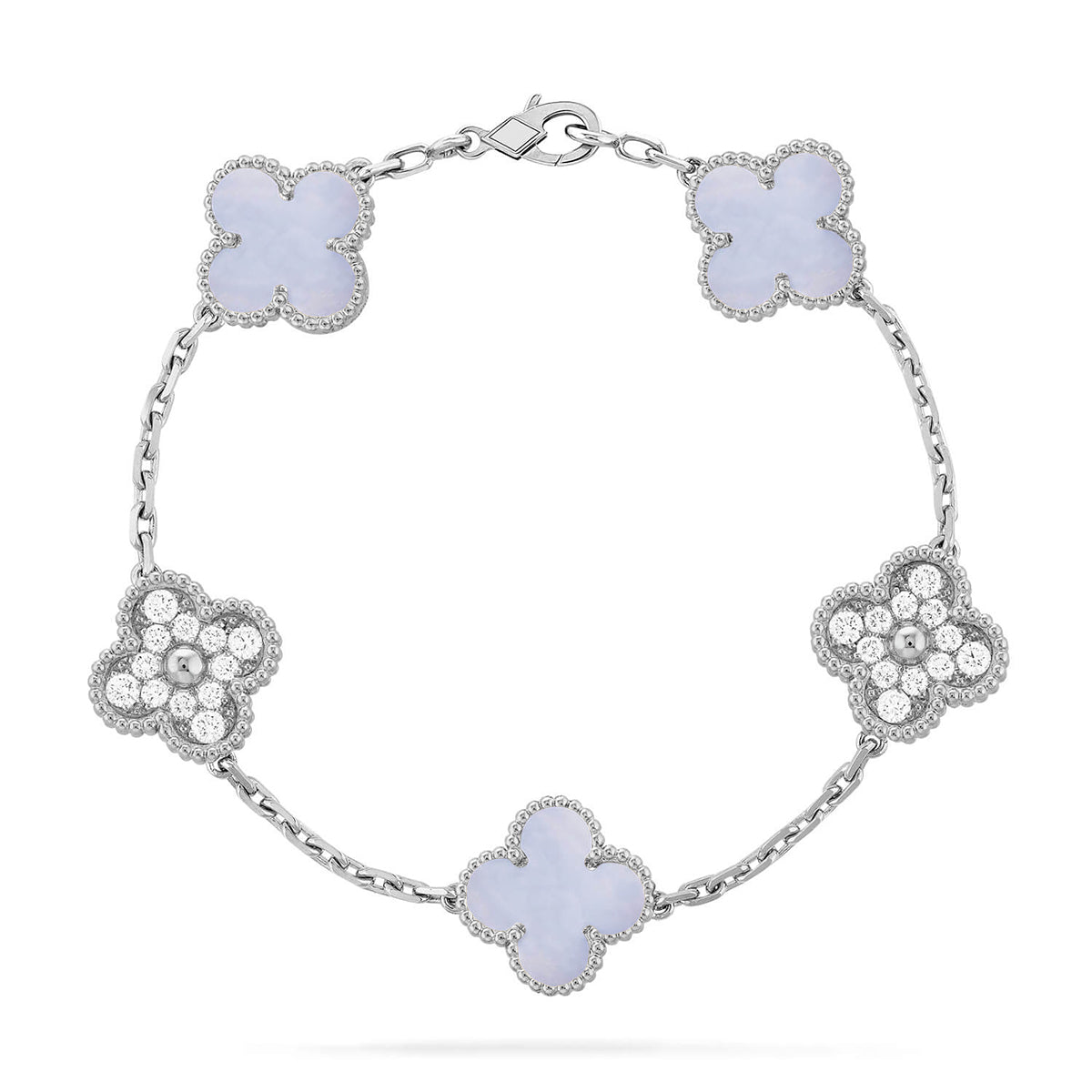[Rose Tomorrow] CLOVER 5 MOTIF PURPLE CHALCEDONY BRACELET COLLECTION