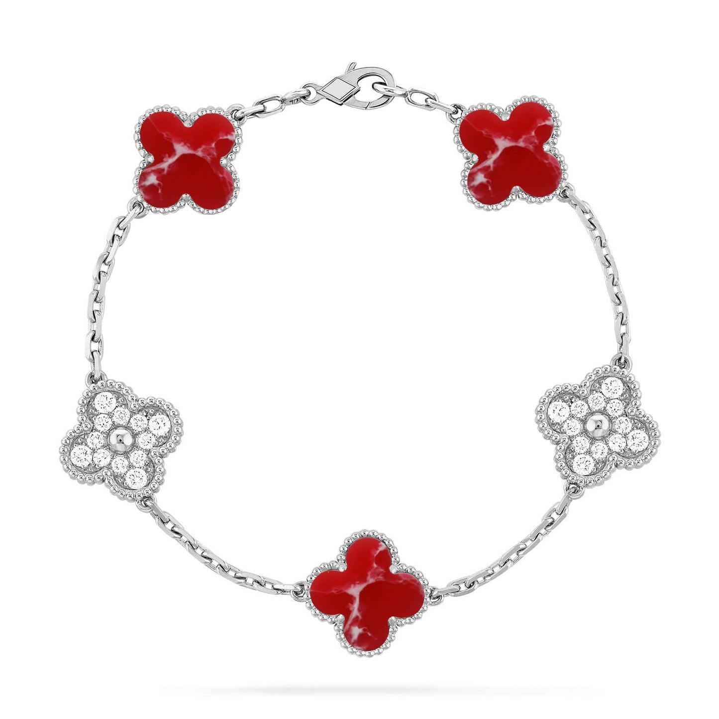 [Rose Tomorrow]CLOVER 5 MOTIF RED PATTERN BRACELET COLLECTION