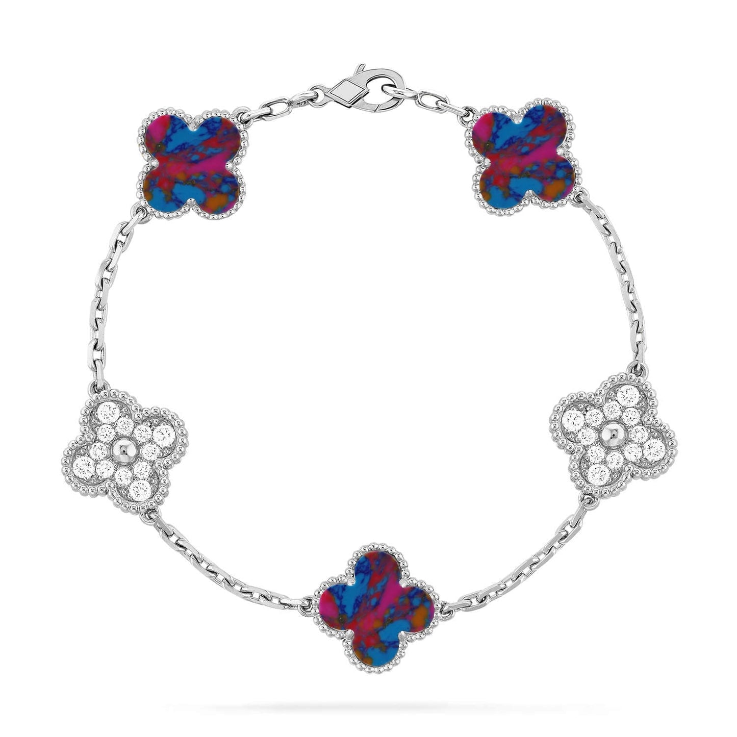 [Rose Tomorrow]CLOVER 5 MOTIF COLOR GEMSTONES BRACELET COLLECTION