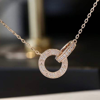 [Rose Tomorrow]LOVE  FULL DIAMOND PENDANT NECKLACE