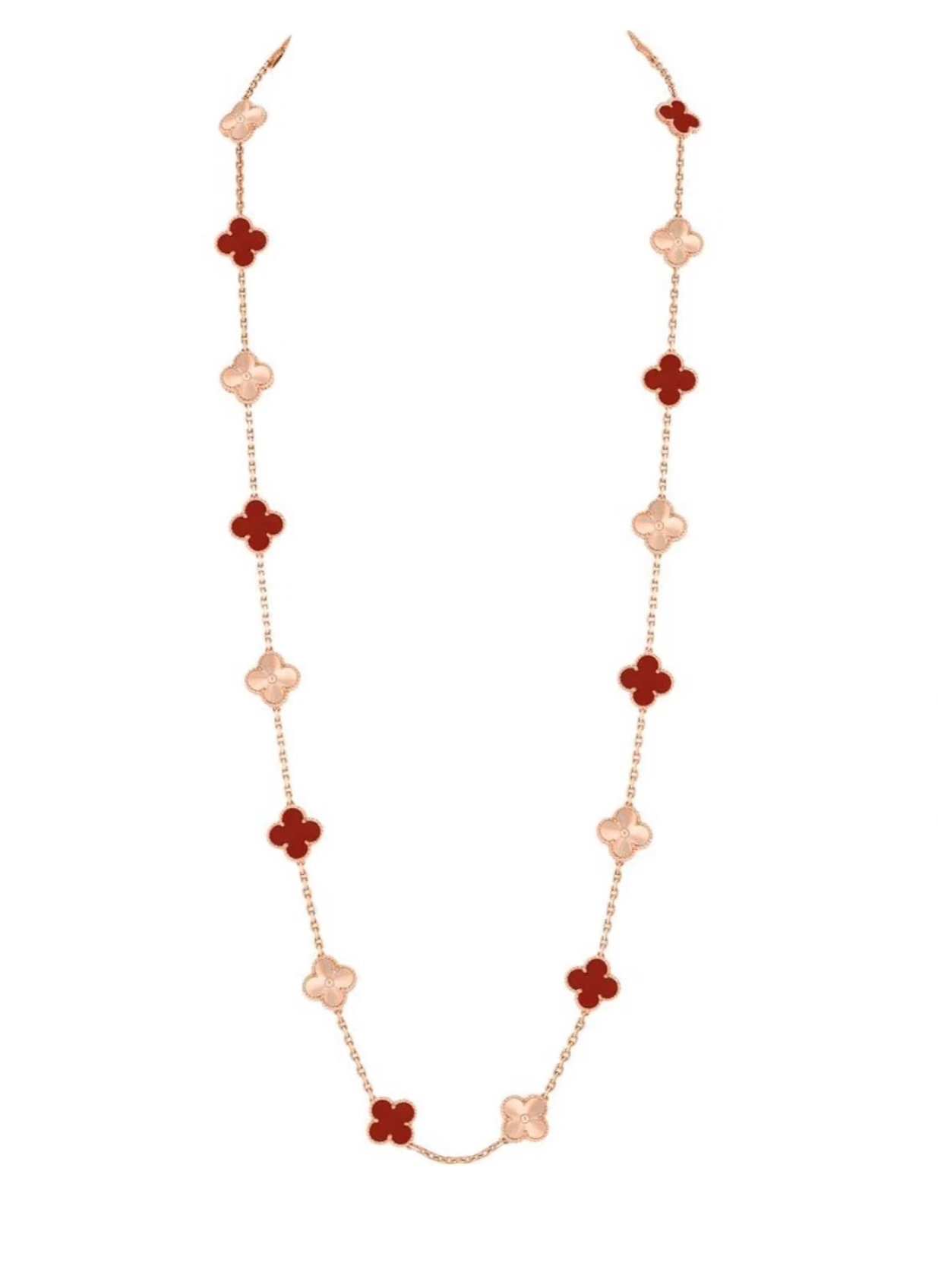 [Rose Tomorrow]CLOVER 20 MOTIFS LASER CARNELIAN NECKLACE