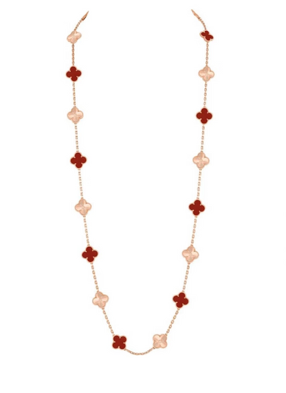 [Rose Tomorrow]CLOVER 20 MOTIFS LASER CARNELIAN NECKLACE