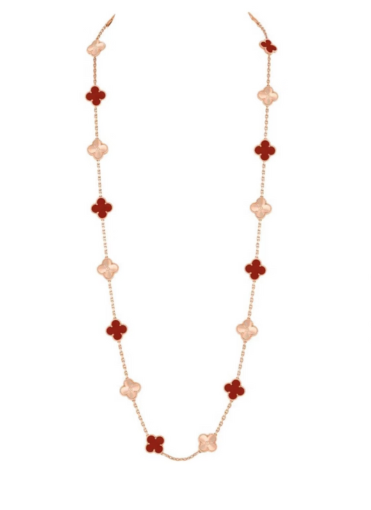 [Rose Tomorrow]CLOVER 20 MOTIFS LASER CARNELIAN NECKLACE