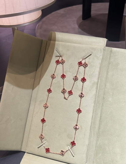 [Rose Tomorrow]CLOVER 20 MOTIFS LASER CARNELIAN NECKLACE
