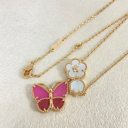 [Rose Tomorrow]ローズクォーツ スリーインワン バタフライネックレス