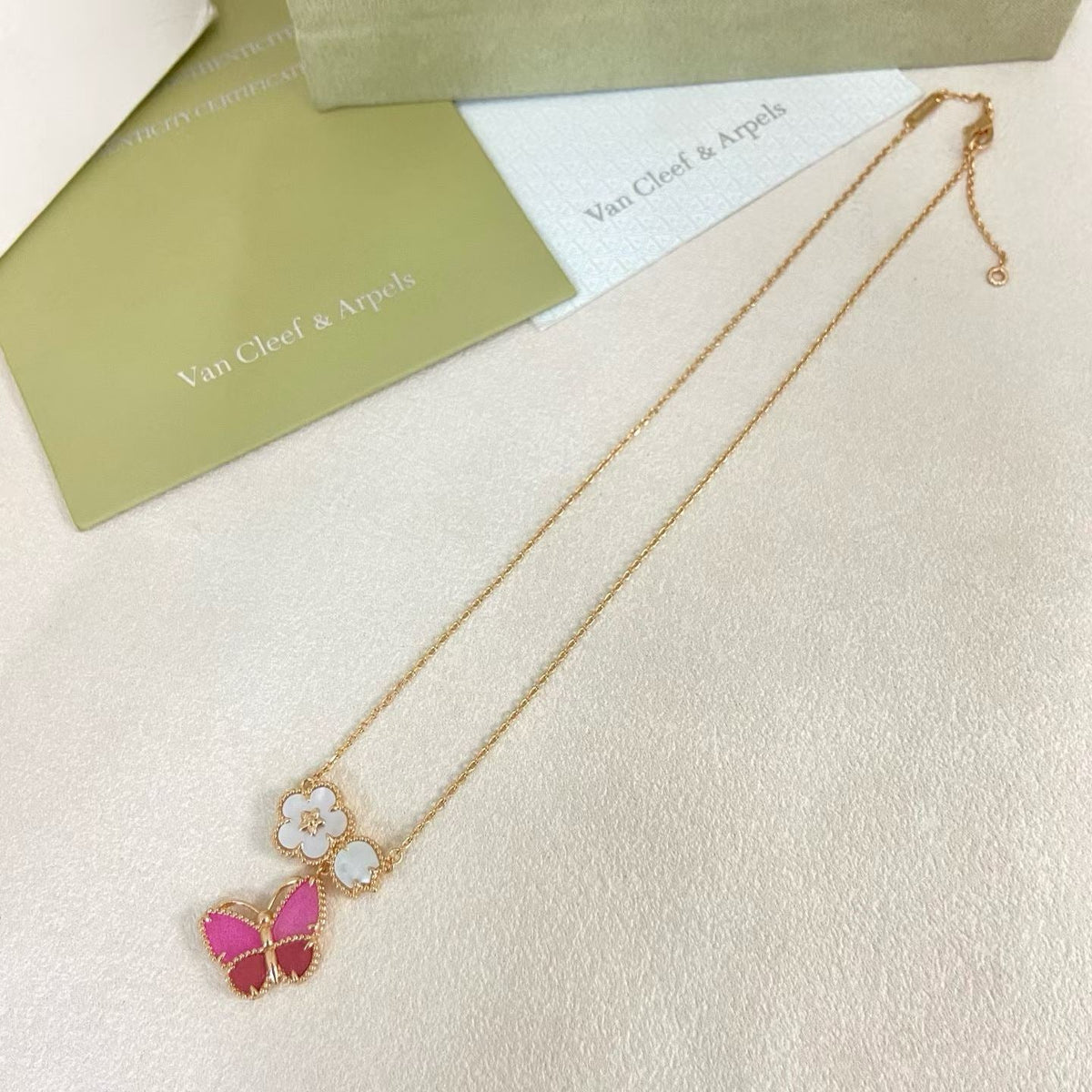 [Rose Tomorrow]ローズクォーツ スリーインワン バタフライネックレス