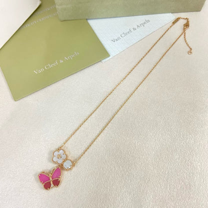 [Rose Tomorrow]ローズクォーツ スリーインワン バタフライネックレス
