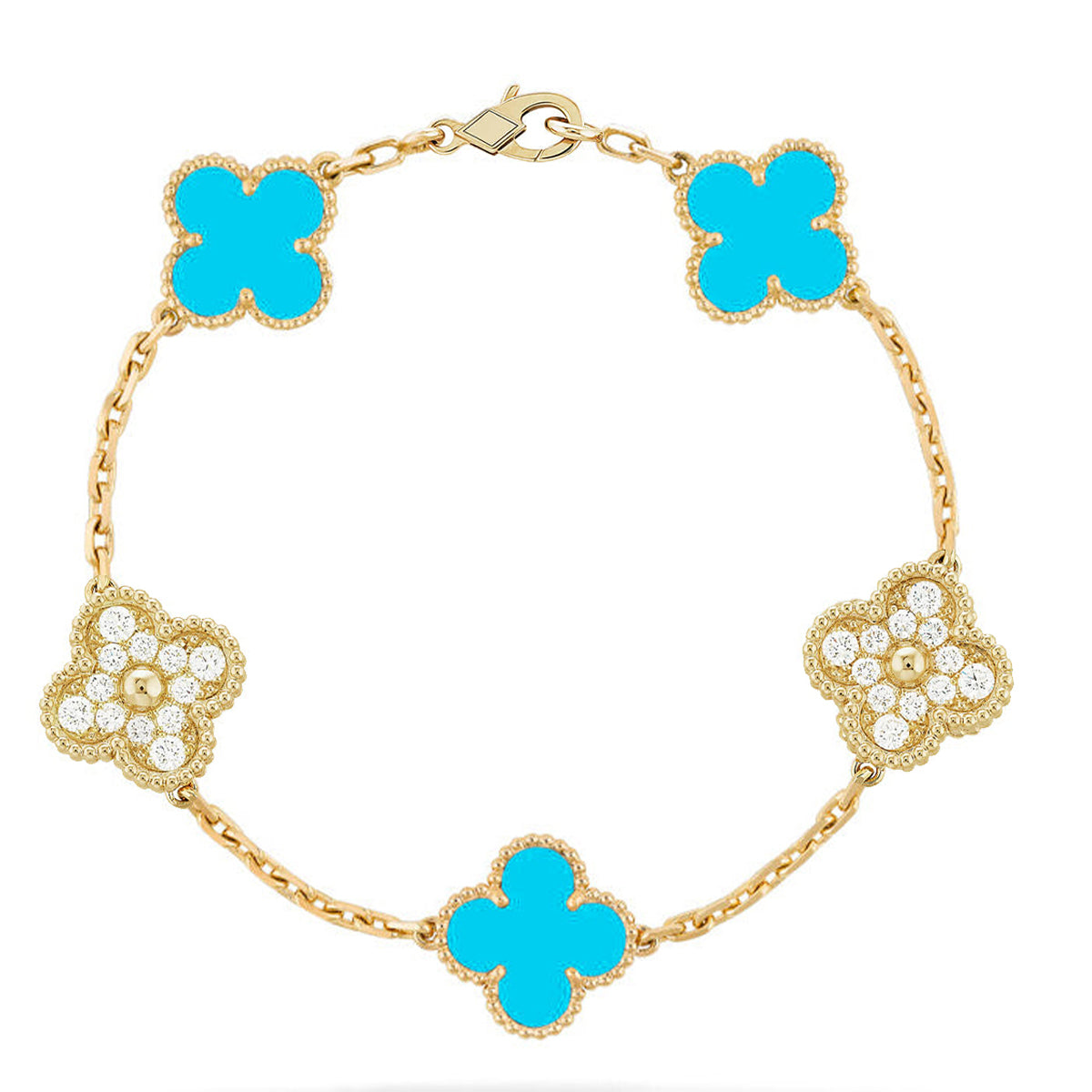 [Rose Tomorrow] CLOVER 5 MOTIF TURQUOISE BRACELET COLLECTION