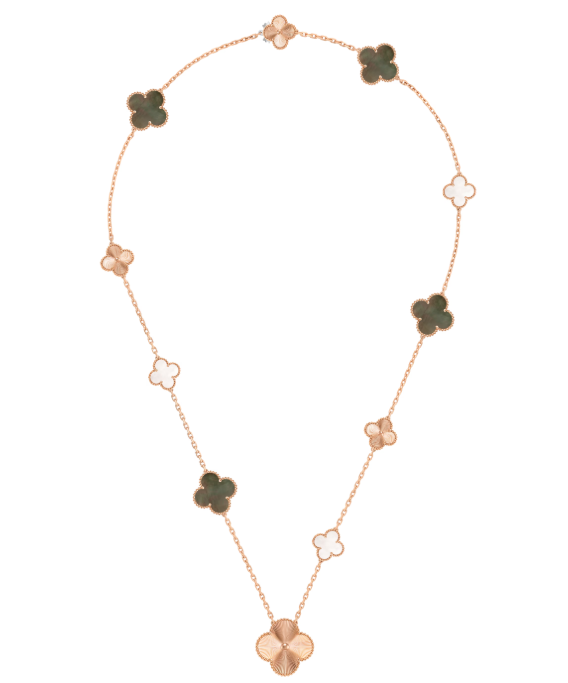 [Rose Tomorrow]DETACHABLE CLOVER 15(11+4) FLOWER SILVER NECKLACE SET