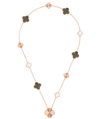 [Rose Tomorrow]DETACHABLE CLOVER 15(11+4) FLOWER SILVER NECKLACE SET