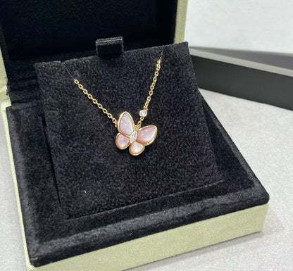 [Rose Tomorrow]BUTTERFLY PINK MOTHER-OF-PEARL DIAMOND NECKLACE