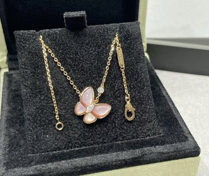 [Rose Tomorrow]BUTTERFLY PINK MOTHER-OF-PEARL DIAMOND NECKLACE