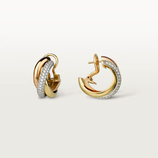 [Rose Tomorrow]TRINITY HALF DIAMOND  CLASSIC EARRINGS