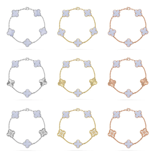 [Rose Tomorrow] CLOVER 5 MOTIF PURPLE CHALCEDONY BRACELET COLLECTION