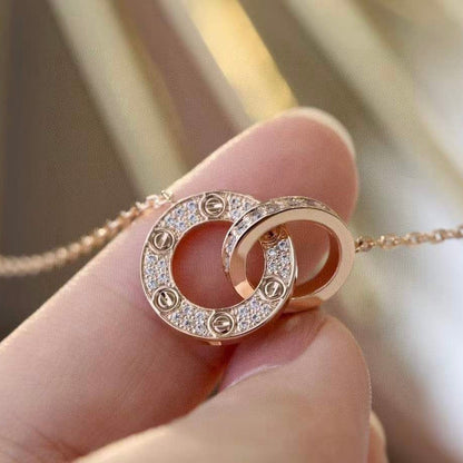 [Rose Tomorrow]LOVE  FULL DIAMOND PENDANT NECKLACE