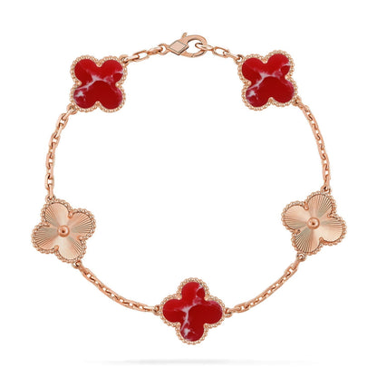 [Rose Tomorrow]CLOVER 5 MOTIF RED PATTERN BRACELET COLLECTION