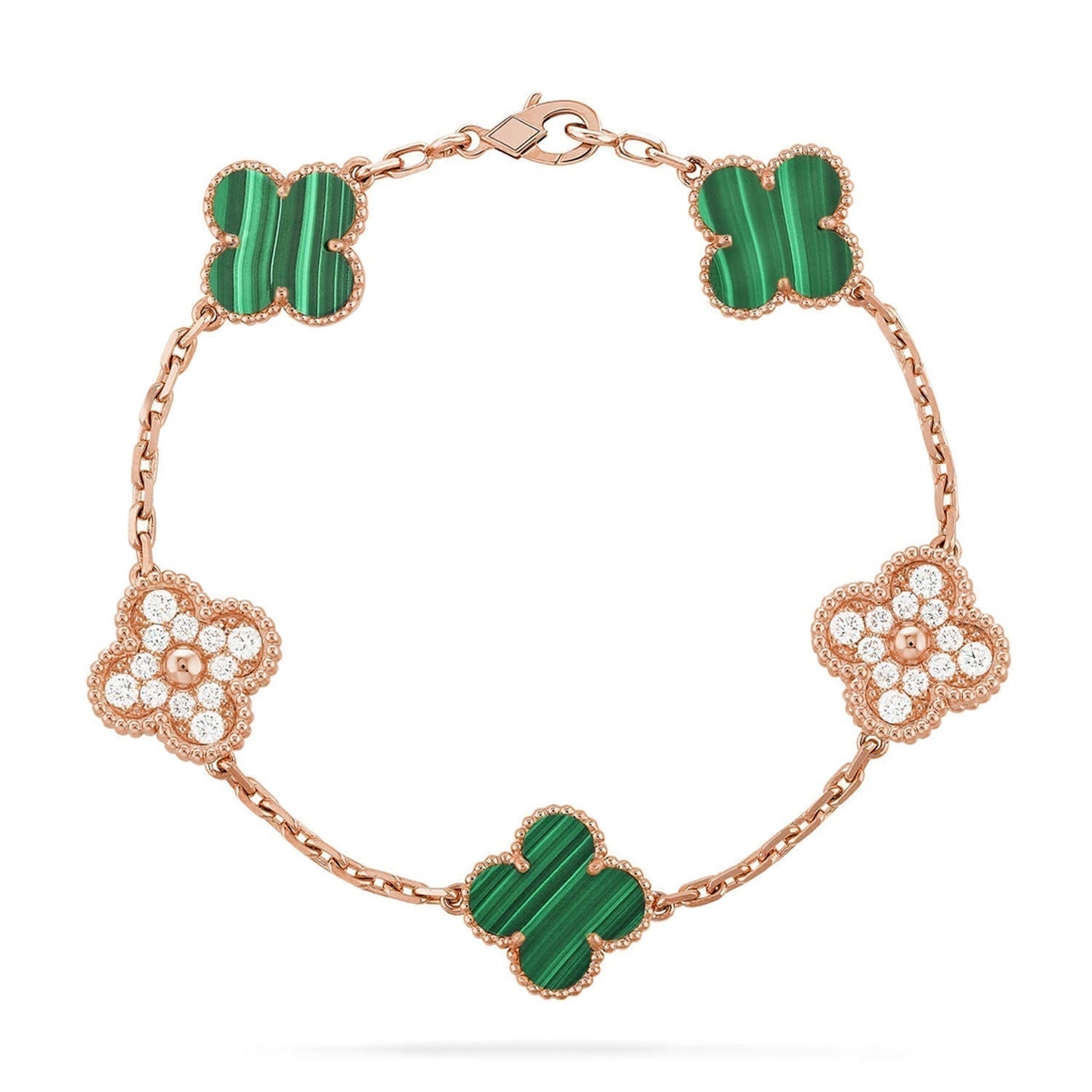 [Rose Tomorrow] CLOVER 5 MOTIF MALACHITE BRACELET COLLECTION