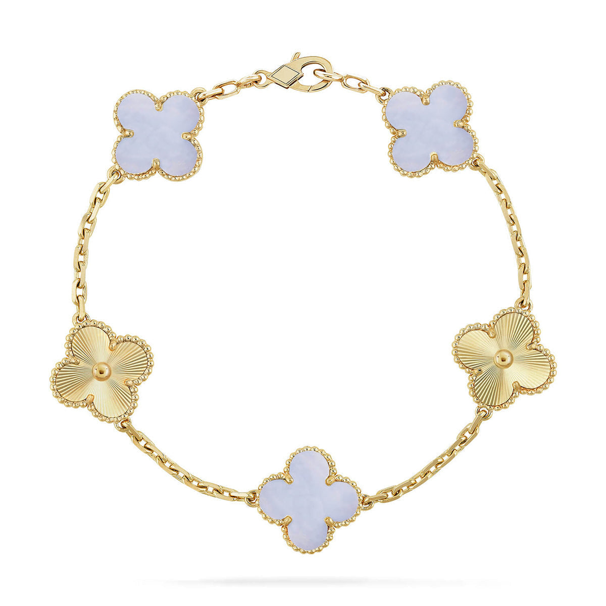 [Rose Tomorrow] CLOVER 5 MOTIF PURPLE CHALCEDONY BRACELET COLLECTION