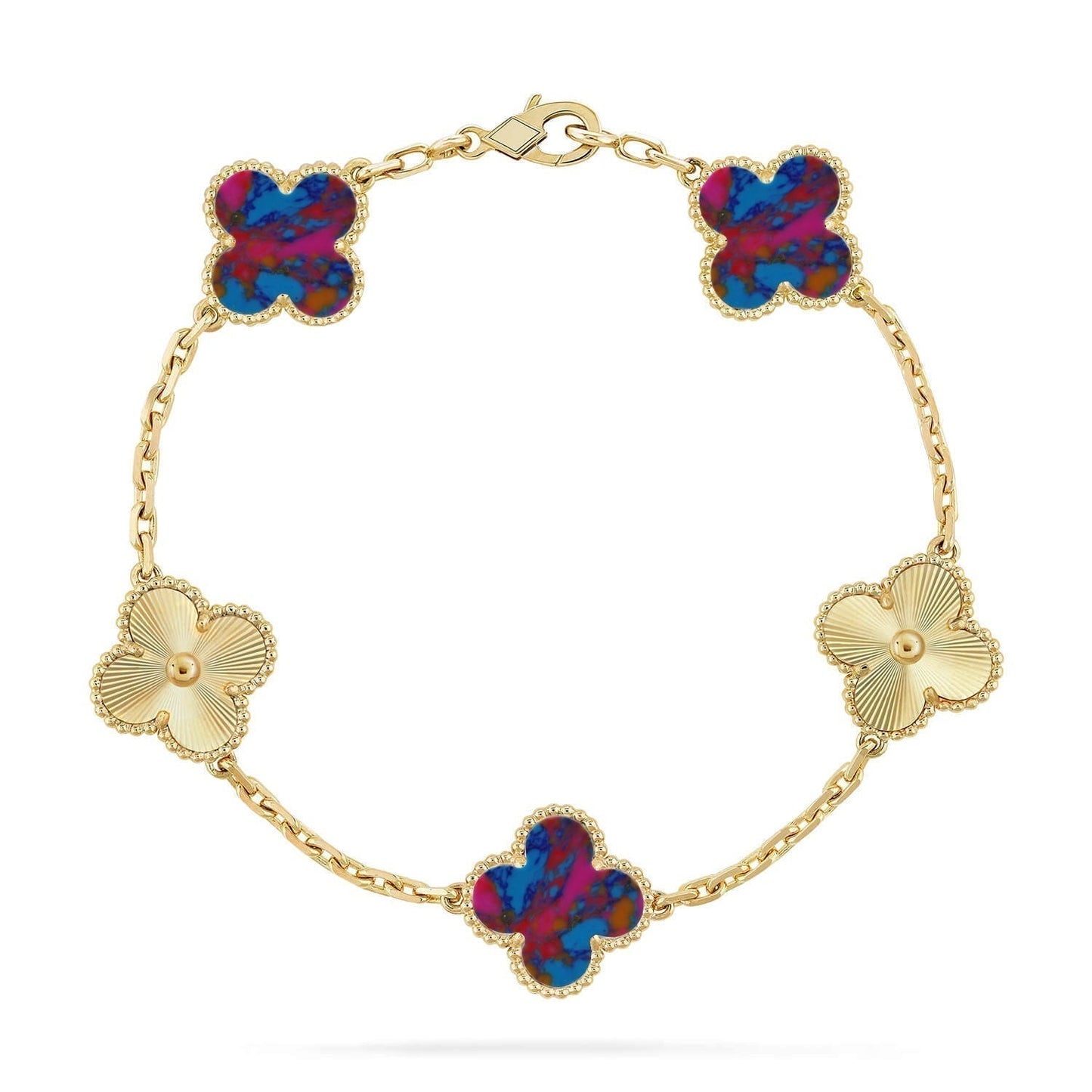 [Rose Tomorrow]CLOVER 5 MOTIF COLOR GEMSTONES BRACELET COLLECTION
