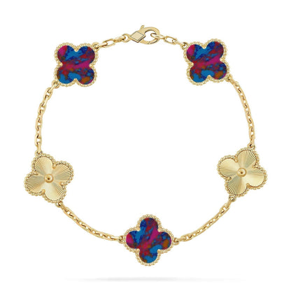 [Rose Tomorrow]CLOVER 5 MOTIF COLOR GEMSTONES BRACELET COLLECTION