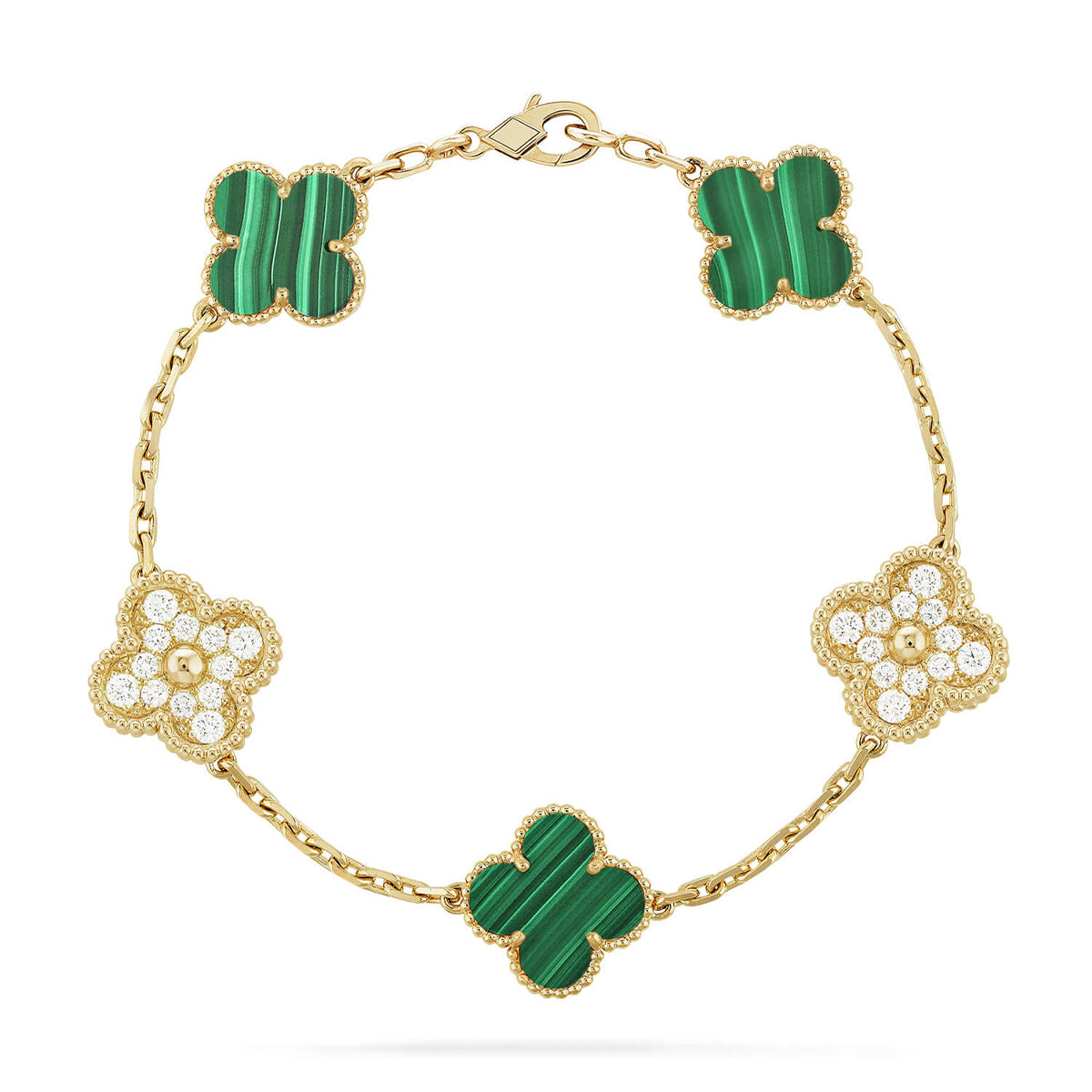 [Rose Tomorrow] CLOVER 5 MOTIF MALACHITE BRACELET COLLECTION