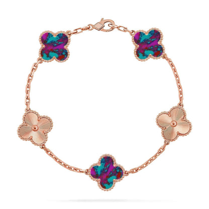 [Rose Tomorrow]CLOVER 5 MOTIF COLOR GEMSTONES BRACELET COLLECTION