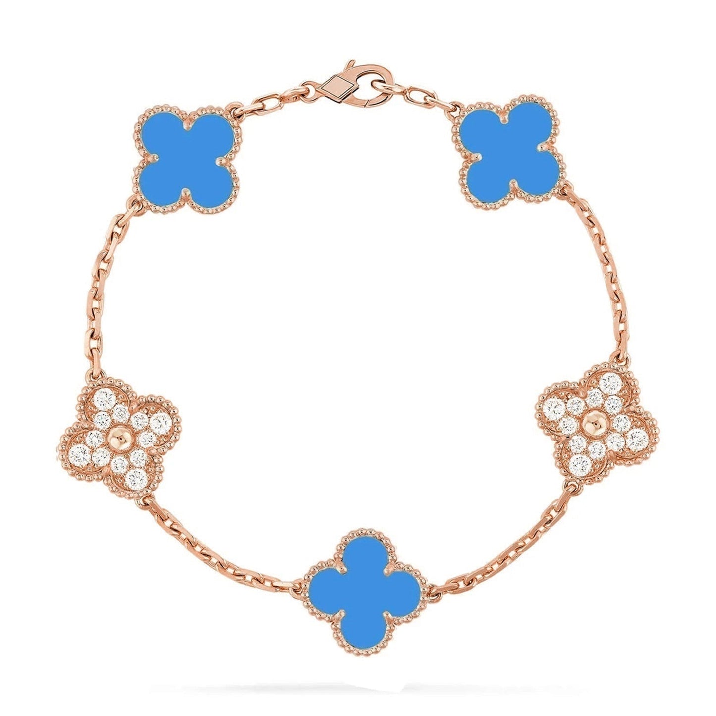 [Rose Tomorrow] CLOVER 5 MOTIF BLUE AGATE BRACELET COLLECTION