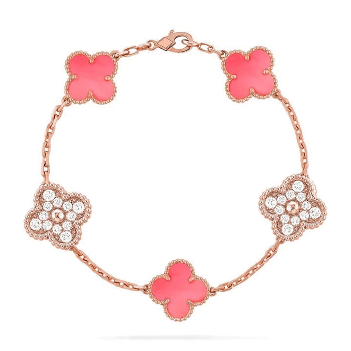 [Rose Tomorrow] CLOVER 5 MOTIFS  PINK MOP BRACELET COLLECTION