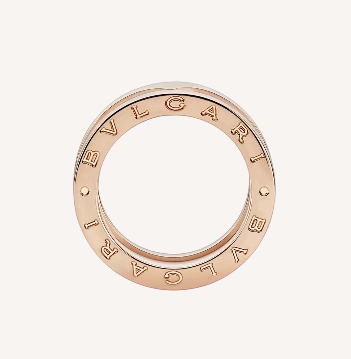[Rose Tomorrow]ZERO 1 TWO-BAND LOOPS AND WHITE CERAMIC SPIRAL PINK GOLD RING
