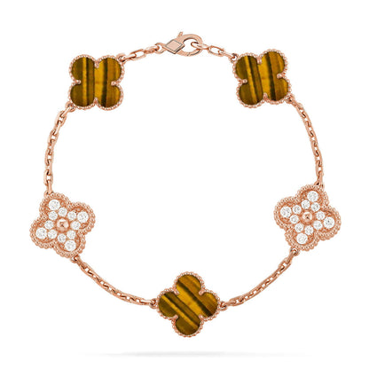 [Rose Tomorrow] CLOVER 5 MOTIFS TIGER EYE BRACELET COLLECTION