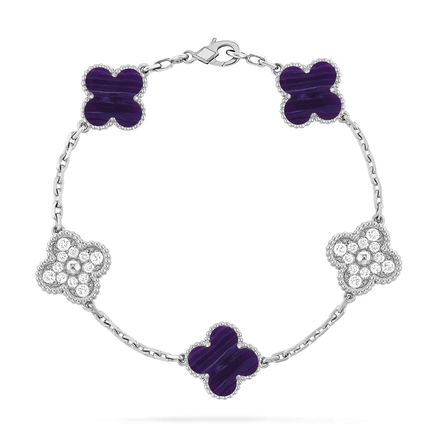 [Rose Tomorrow]CLOVER 5 MOTIF PURPLE STRIPES BRACELET COLLECTION