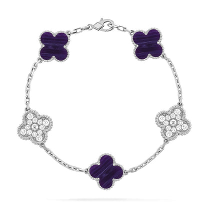 [Rose Tomorrow]CLOVER 5 MOTIF PURPLE STRIPES BRACELET COLLECTION