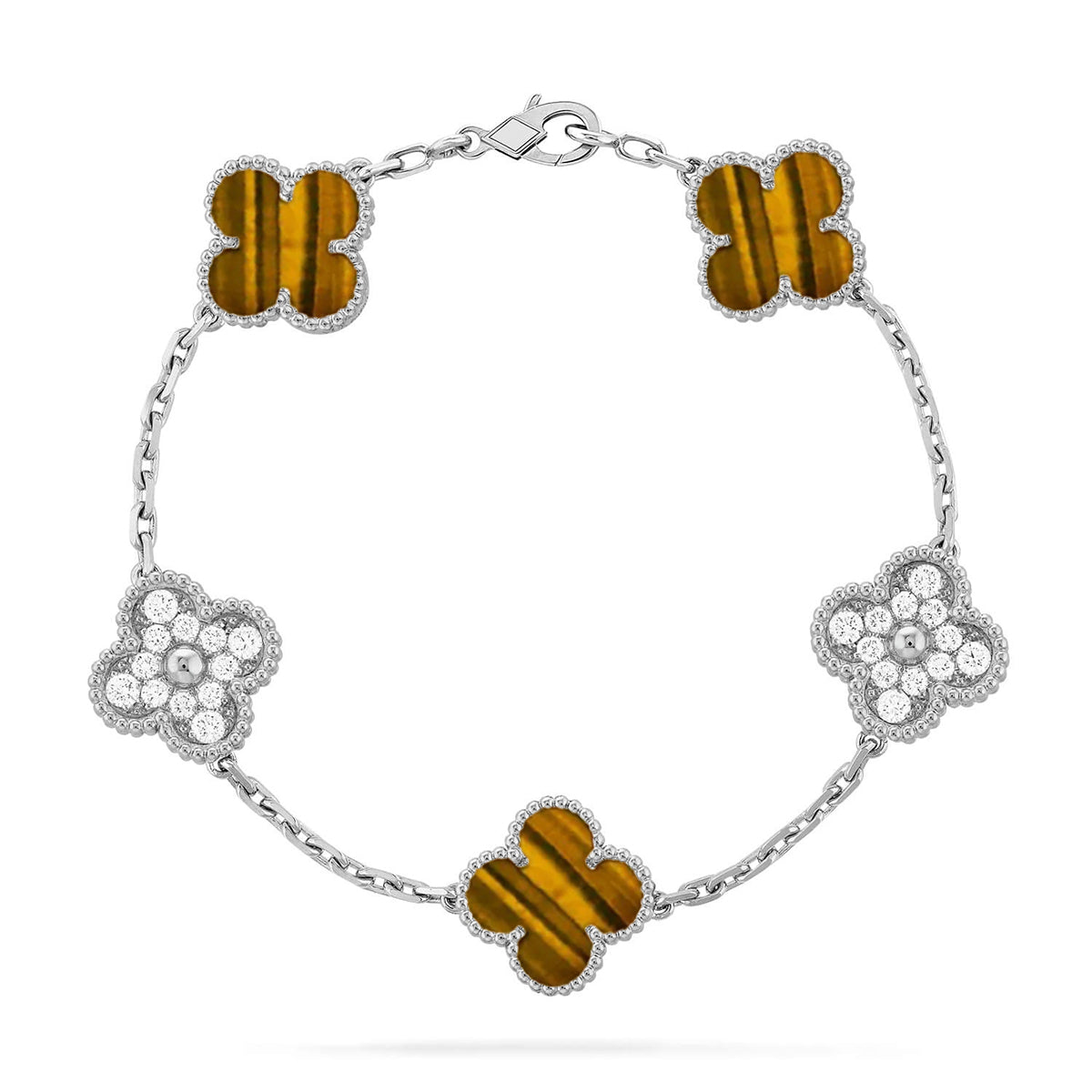 [Rose Tomorrow] CLOVER 5 MOTIFS TIGER EYE BRACELET COLLECTION