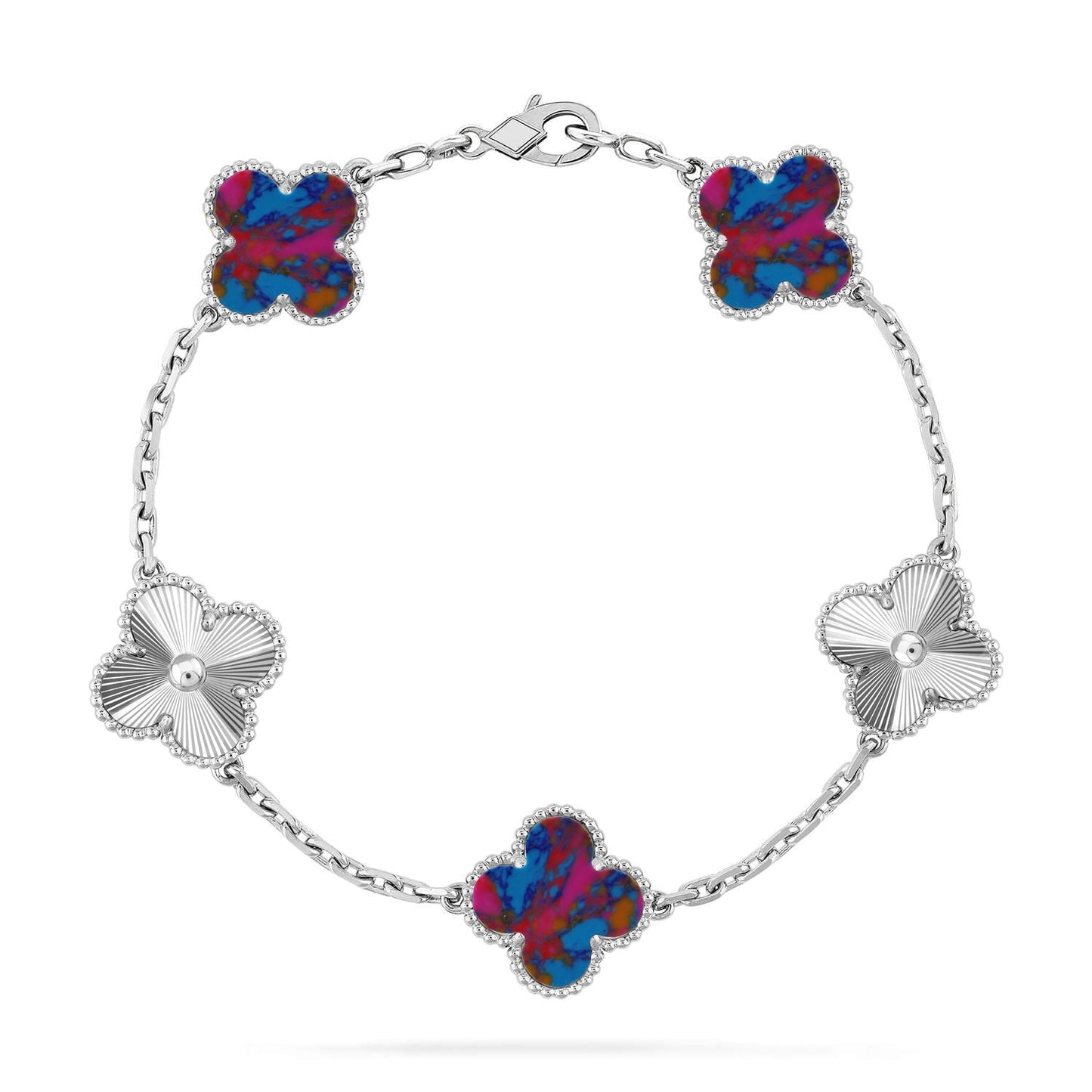 [Rose Tomorrow]CLOVER 5 MOTIF COLOR GEMSTONES BRACELET COLLECTION