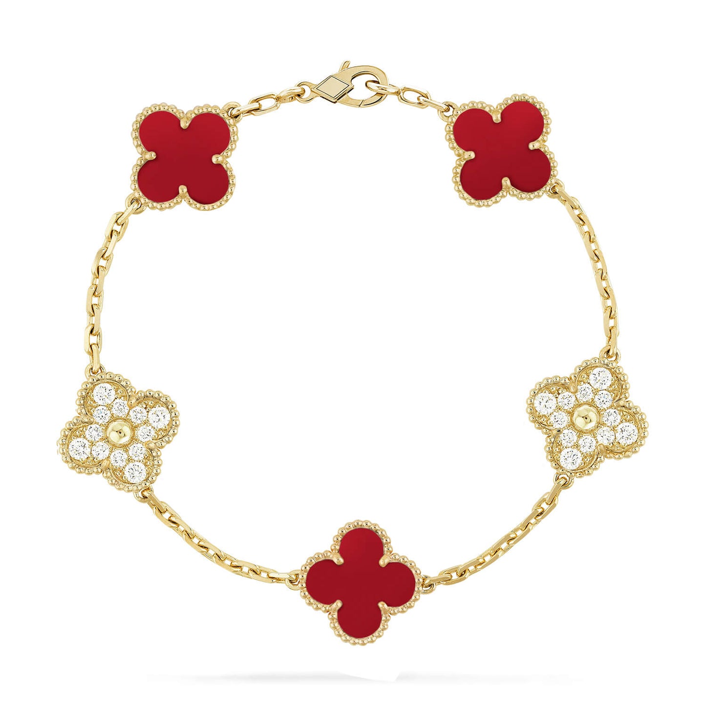 [Rose Tomorrow] CLOVER 5 MOTIF RED CORNELIAN BRACELET COLLECTION