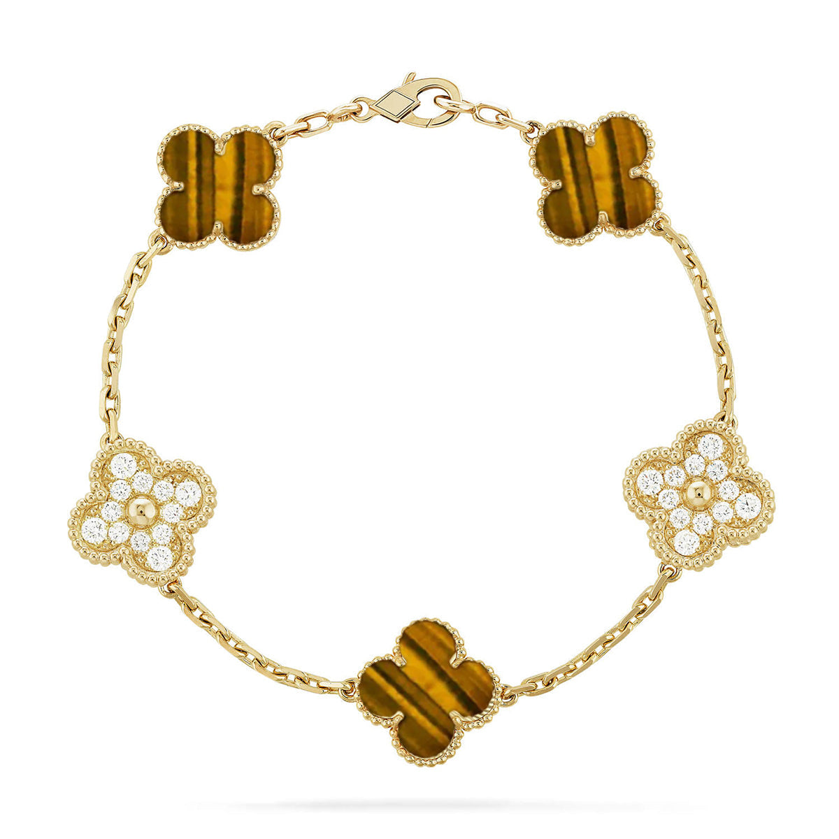 [Rose Tomorrow] CLOVER 5 MOTIFS TIGER EYE BRACELET COLLECTION
