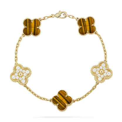 [Rose Tomorrow] CLOVER 5 MOTIFS TIGER EYE BRACELET COLLECTION
