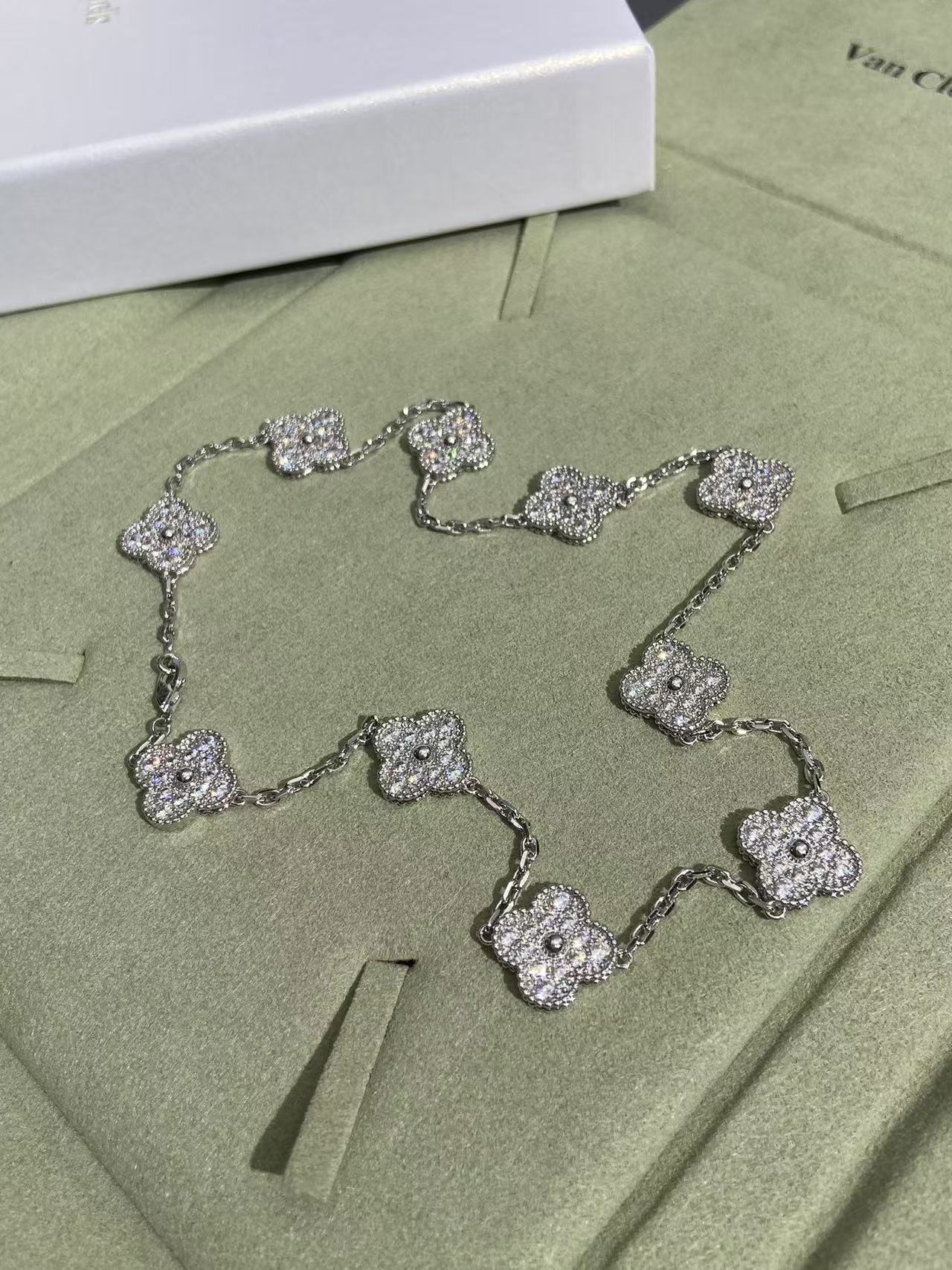 [Rose Tomorrow]CLOVER 10 MOTIFS  FULL DIAMOND NECKLACE